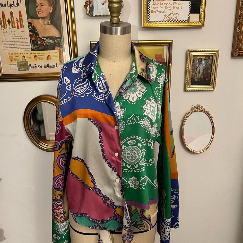 Colorful Paisley Button-Up Shirt